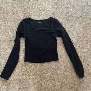 Abercrombie & Fitch Black Square Nexk Long Sleeve Top